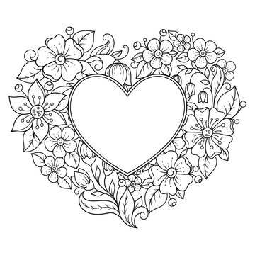 recommend clip art: Frame in eastern tradition. Stylized with henna tattoos decorative pattern for decorating covers for book, notebook, casket, magazine, postcard and folder. Flower Heart in mehndi style.