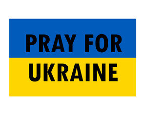 Fototapeta premium Pray For Ukraine Symbol Emblem With Flag Abstract Vector Design Black