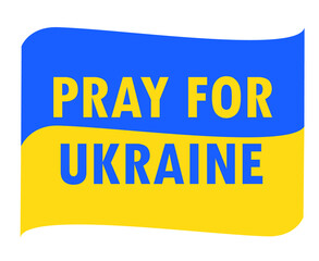 Pray For Ukraine Symbol Emblem With Ribbon Flag Abstract Vector Design