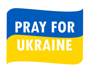 Pray For Ukraine Symbol Emblem With Ribbon Flag Abstract Vector Design White