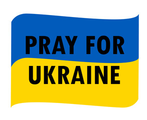 Pray For Ukraine Symbol Emblem With National Europe Ribbon Flag Abstract Vector Design Black