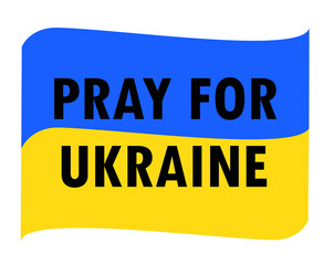 Pray For Ukraine Symbol Emblem With National Europe Ribbon Flag Abstract Vector Design Black