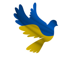 silhouette dove in the colors of the Ukrainian flag. Pigeon Dove Birds in shape of ukrainian flag blue and yellow in the struggle for peace. Support Ukraine. Illustration