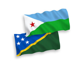 Flags of Solomon Islands and Republic of Djibouti on a white background