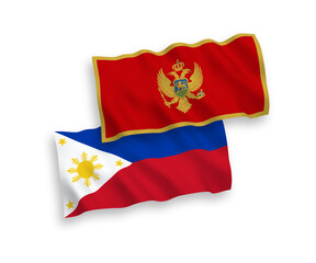 Flags of Montenegro and Philippines on a white background