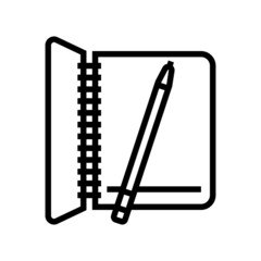 notebook for writing tasks line icon vector. notebook for writing tasks sign. isolated contour symbol black illustration