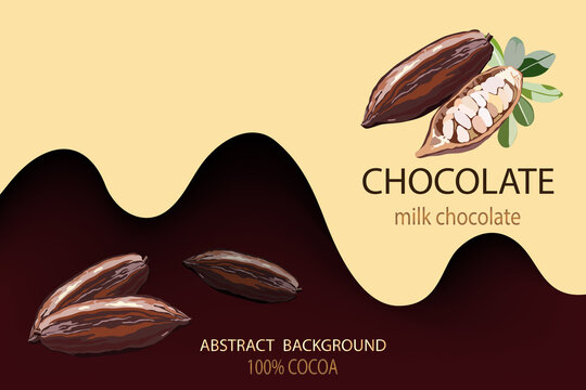 Flowing chocolate. Abstract, white-brown background. Vector illustration.
