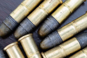 Close up of bullets. Ammunition