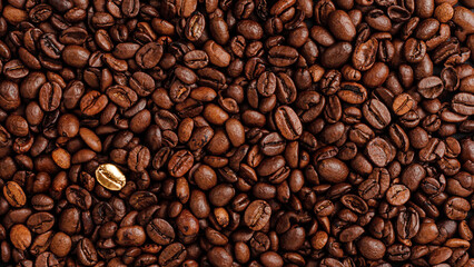 Fototapeta premium Coffee beans texure. Standing out from the crowd concept.