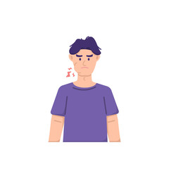 men suffer from toothache, swollen cheeks, swollen gums. people have goiter, facial disease. facial expression of a person in pain. health problems. flat style. vector design element illustration