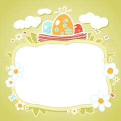 Easter frame background vector template