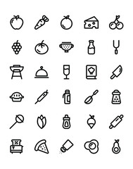 Gastronomy Icon Set 30 isolated on white background