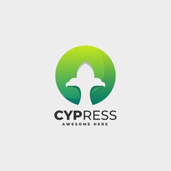 Vector Logo Illustration Cypress Gradient Colorful Style.