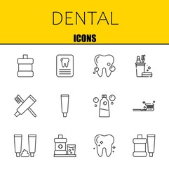 dental vector line icons set. mouthwash, dentist and tooth Icons. Thin line design. Modern outline graphic elements, simple stroke symbols stock illustration