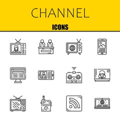 channel vector line icons set. television, news and tv Icons. Thin line design. Modern outline graphic elements, simple stroke symbols stock illustration