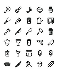 Gastronomy Icon Set 30 isolated on white background
