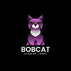 Vector Logo Illustration Bobcat Gradient Colorful Style.