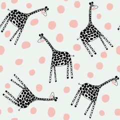 Fototapety  sweet black and white giraffe pattern design