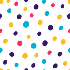 Colorful spots seamless pattern with white background.