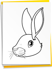 Hand drawn rabbit head on paper