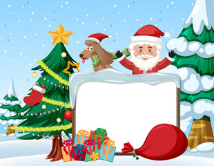 Empty banner in Christmas theme with Santa Claus
