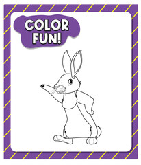 Worksheets template with color fun! text and rabbit outline