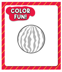Worksheets template with color fun! text and watermelon outline