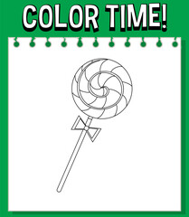 Worksheets template with color time! text and lollipop outilne