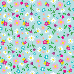Cute colorful ditsy flowers pattern illustration design