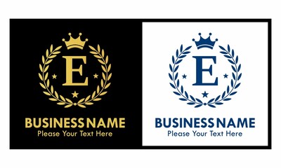 Letter e crown logo design template illustration. suitable for fashion, brand, kingdom, crown, identity