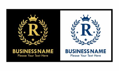 Obraz premium Letter r crown logo design template illustration. suitable for fashion, brand, kingdom, crown, identity