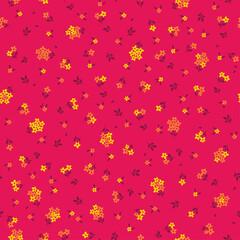 Pink seamless pattern with colorful flowers.