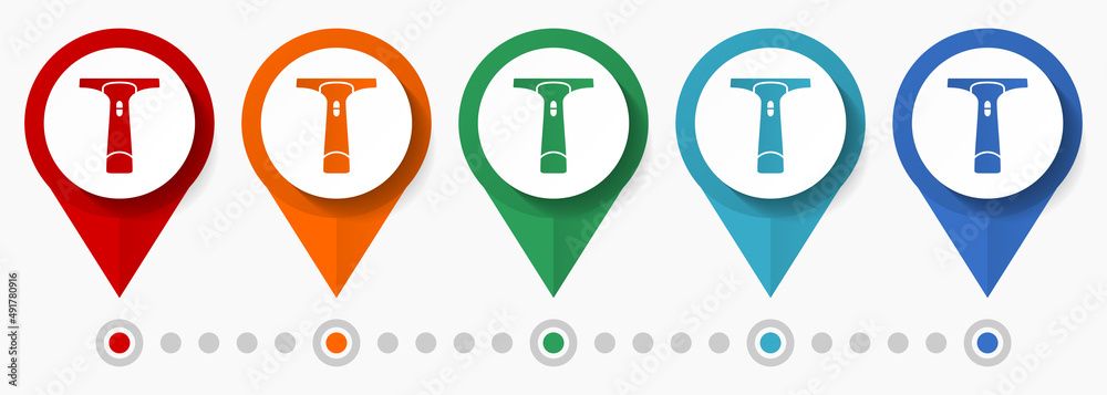 Poster windows cleaner concept vector icon set, flat design housekeeping pointers, infographic template eas