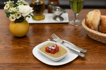cold sanck Eggplant salad with tomatoes