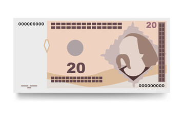 Convertible Mark Vector Illustration. Bosnia and Herzegovina money set bundle banknotes. Paper money 20 BAM. Flat style. Isolated on white background. Simple minimal design.