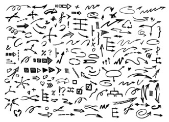 hand drawn arrow set. Vector doodle illustration collection