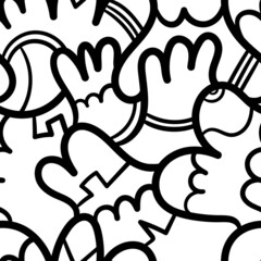 Seamless abstract pattern on white background. Vector doodle image. Graphic linear wallpaper.