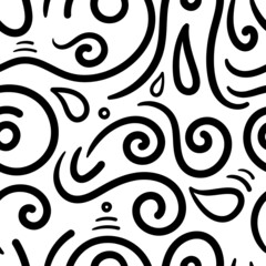 Seamless abstract pattern on white background. Vector doodle image. Graphic linear wallpaper.