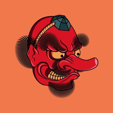 Japanese tengu mask, Vector illustration eps.10