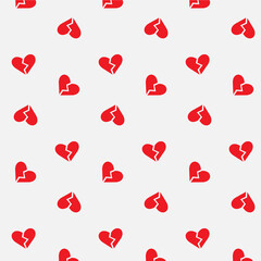 Red broken heart card seamless pattern.