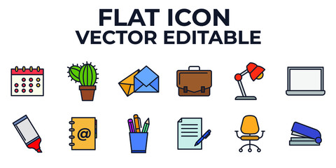 Office workspace set icon symbol template for graphic and web design collection logo vector illustration