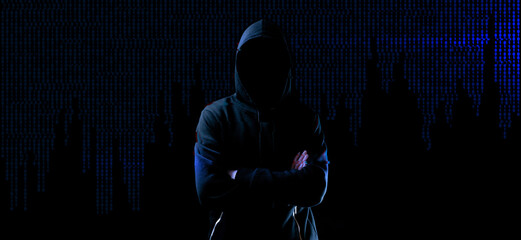 Cyber security hacker concept. Internet web hack technology. Blu