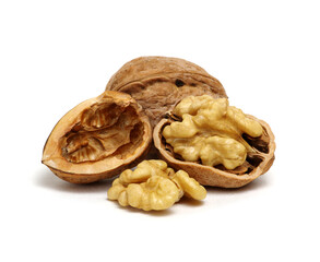 cracked walnut isolated on the white