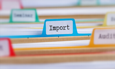 File folders with a tab labeled Import