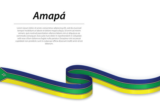 Waving ribbon or banner with flag of Amapa