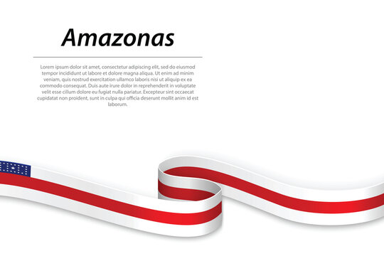 Waving ribbon or banner with flag of Amazonas