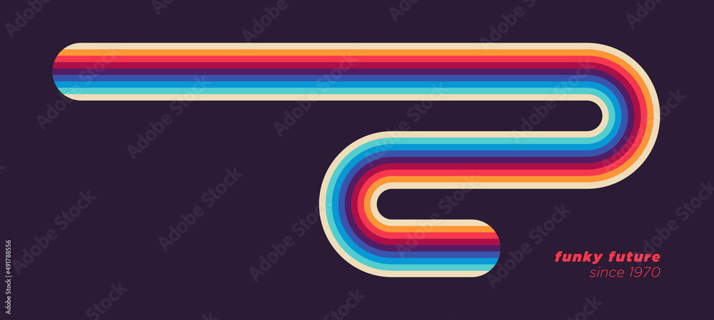 Poster simple retro design in abstract style with colorful lines. vector illustration.