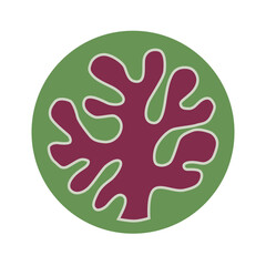 A plant in a circle, a symbol of algae for design