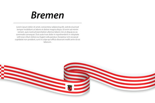 Waving ribbon or banner with flag of Bremen