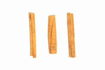 stick of cinnamon on a white background